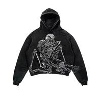 Generisch Sudadera con capucha punk esqueleto estampado Y2K retro hip hop gótico sudaderas deportivas casual ropa de calle moda sudaderas con capucha para hombre y mujer sudaderas con capucha, 20