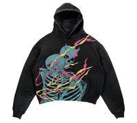 Generisch Sudadera con capucha punk esqueleto estampado Y2K retro hip hop gótico sudaderas deportivas casual ropa de calle moda sudaderas con capucha para hombre y mujer sudaderas con capucha, 18#, S