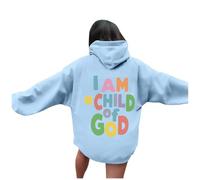 Generisch Sudadera con capucha unisex con texto en alemán "Ich bin ein Kind Gottes Hoodie für & Winter Damen Pullover Gr. 56, azul claro, XXL