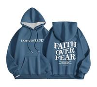 Generisch Sudadera con capucha unisex con texto "Faith Over Fear" - Sudadera con capucha con declaración religiosa | Sudadera cristiana con versículo de la Biblia, Style_d01 Navy, L