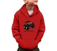 Generisch Sudadera con diseño de dinosaurios para niños y niñas, sudadera con capucha de manga larga para invierno, camiseta cálida, ropa para niños de 3 a 14 años (rojo, 7-8 años)