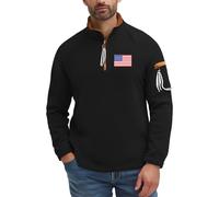 Generisch Sudadera con media cremallera para hombre sin capucha, sudadera de forro polar de manga larga con cremallera cuarto, suéter de invierno, suéter de forro polar con cuello alto, abrigo, Negro