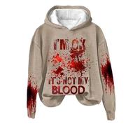 Generisch Sudadera con texto en inglés «I'm Ok It's Not My Blood» para mujer, diseño sarcástico de Halloween, caqui, M