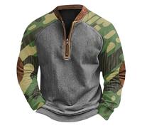 Generisch Sudadera de algodón de manga larga, sudadera de camuflaje para hombre, invierno, suéter de manga larga para hombre, talla grande, traje de boda para hombre, Verde militar., S