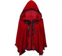 Generisch Sudadera de anime para niños y niñas, disfraz de Halloween, capa con capucha, ribete de encaje, capa corta para Navidad, rendimiento, cosplay, ropa de edad 8 14, libro juvenil 11, rojo, 8-14