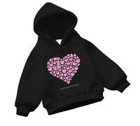 Generisch Sudadera de forro polar con capucha para niña, material suave para jugar todo el día, actividades al aire libre en la estación fría, Negro , 7 años