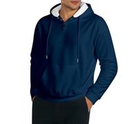 Generisch Sudadera de gran tamaño para hombre, hip hop, monocolor, sudadera básica de manga larga, sudadera con capucha con capucha, con bolsillo, chaqueta de entretiempo, informal, adolescente, azul