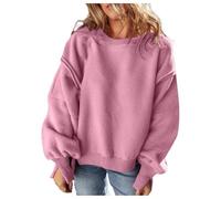 Generisch Sudadera de gran tamaño para mujer de forro polar de peluche. Jersey suave con mangas de globo. Jersey de forro polar suelto para un aspecto acogedor, Style_h10 Red, M