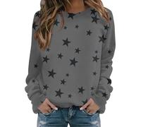 Generisch Sudadera de gran tamaño para mujer, manga larga, de algodón, sin capucha, blusa de manga larga, para el tiempo libre, otoño, invierno, forro polar, cómoda mezcla de algodón, jersey suelto