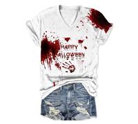 Generisch Sudadera de Halloween I'm Ok It's Not My Blood Halloween Sudadera Mujer Cuello Redondo Bloody Impreso Traje Transpirable Divertido Festival, Vino C, M