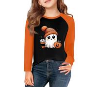 Generisch Sudadera de Halloween para niña, sin capucha, manga larga, bonito estampado de calabaza, cuello redondo, parte superior de manga larga, Z2-negro., 116-122 cm (6-7 Años)
