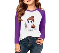 Generisch Sudadera de Halloween para niña, sin capucha, manga larga, bonito estampado de calabaza, cuello redondo, parte superior de manga larga, Z1-blanco, 130
