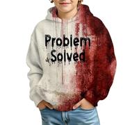 Generisch Sudadera de Halloween para niños con estampado de sangre, con bolsillos, para niños y niñas, con estampado sangriento, manga larga, disfraz de Halloween para adolescentes y jóvenes
