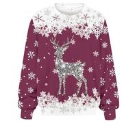 Generisch Sudadera de invierno de talla grande con cuello redondo acanalado, manga larga, estampado de letras, suéter suave e informal para mujer como ropa de salón, Color lila claro., L