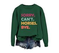 Generisch Sudadera de invierno para mujer con estampado de letras inglesas, manga de hombro sin sombrero, sudadera con cuello redondo, verde, L