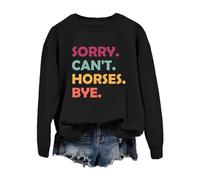 Generisch Sudadera de invierno para mujer con estampado de letras inglesas, manga de hombro sin sombrero, sudadera con cuello redondo, Negro , L