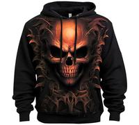 Generisch Sudadera de manga larga con capucha de Halloween para hombre, diseño estampado único, informal, manga larga, sudadera con capucha para hombre, naranja, S