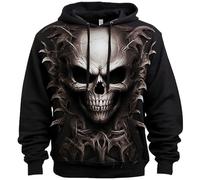 Generisch Sudadera de manga larga con capucha de Halloween para hombre, diseño estampado único, informal, manga larga, sudadera con capucha para hombre, gris, M