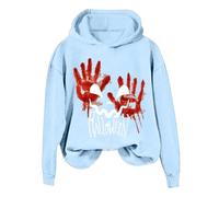 Generisch Sudadera de manga larga con capucha de malla, con cordón, Halloween, parte delantera corta y trasera, larga, para mujer, Halloween, Halloween, Sudaderas con capucha B2-azul cielo, XL