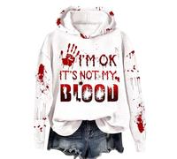 Generisch Sudadera de manga larga para mujer, con estampado de sangre, informal, de gran tamaño, para Halloween, Oro Rosa, L