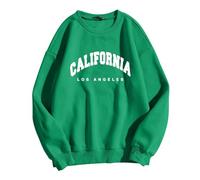Generisch Sudadera de manga larga para mujer, de gran tamaño, de algodón, para niñas, informal, adolescente, básica, sin capucha, para ocio, elegante, para deporte, invierno, A146, verde, M