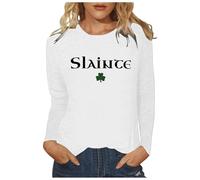 Generisch Sudadera de manga larga para mujer, diseño de San Patricio, con texto en inglés "St Patrici's Day", Blanco, M
