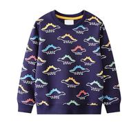 Generisch Sudadera de manga larga para niños con estampado de dinosaurios, camiseta suave para niños pequeños, cómoda para uso diario, azul, 4-5 años