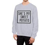 Generisch Sudadera de manga larga para parejas con frase romántica de amor She's My Potato I Yam como declaración de moda para mujer, gris, S