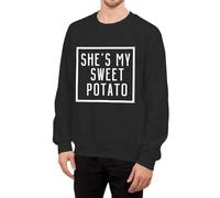 Generisch Sudadera de manga larga para parejas con frase romántica de amor She's My Potato I Yam como declaración de moda para mujer, Negro , S