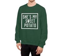 Generisch Sudadera de manga larga para parejas con frase romántica de amor She's My Potato I Yam como declaración de moda para mujer, Verde oscuro., M