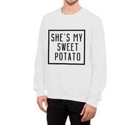 Generisch Sudadera de manga larga para parejas con frase romántica de amor She's My Potato I Yam como declaración de moda para mujer, Blanco, S