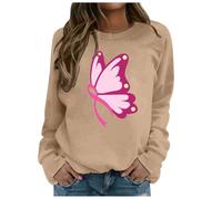Generisch Sudadera de mujer de moda sin cáncer de mama Ilustración diseño estampado casual cómodo diario elegante femenino, caqui, S