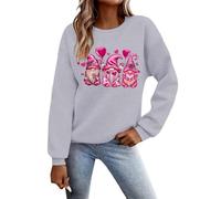 Generisch Sudadera de mujer para San Valentín, informal, a la moda, elegante, sin capucha, para uso diario, pantalones cortos, adolescentes, niñas, Gris claro., M