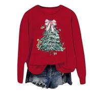 Generisch Sudadera de Navidad para mujer con diseño de árbol de Navidad - Sudadera informal con texto en inglés "Oh Come Let Us Adore Him" | Top cristiano para las vacaciones, Style_u09 Rojo, L