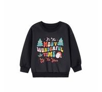 Generisch Sudadera de Navidad para niños con diseño de frases coloridas, suéter de manga larga para niños y niñas, camiseta festiva para Adviento, Style_q01 Negro, 3-4 años