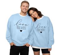 Generisch Sudadera de San Valentín Unisex Divertido Jersey Manga Larga Pareja Suéter Ocio Sudaderas Festivas Letras Estampado Camiseta de Manga Larga Básica Tops Cuello Redondo Parejas Jersey Ropa de