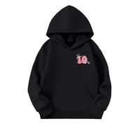 Generisch Sudadera deportiva con capucha y bolsillo para niños y niñas, con texto en inglés "In My Double Digits Birthday Bday", sudadera con bolsillo, Negro , 4-5 años