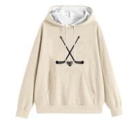 Generisch Sudadera deportiva para mujer, sudadera con capucha, sudaderas para mamá, para el día del partido, sudaderas para ventilador, chaqueta de forro polar para mujer, beige, S