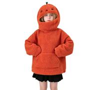 Generisch Sudadera d'Halloween Pour Filles, Mignon Sweat à Capuche Oversize Citruille, Polaire douce amusante, fermeture éclair intégrale, motif citrouille orange Avec poche, estilo cosplay, naranja