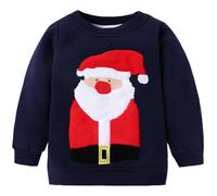 Generisch Sudadera festiva con capucha para niños con estampado de renos, forro polar cálido, para vacaciones de invierno, camiseta suave y cómoda, ropa de día a día, azul oscuro, 2-3 años