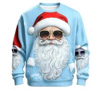 Generisch Sudadera festiva sin KnitPattern - Jersey de Papá Noel para comodidad invernal con diseño clásico, azul claro, S