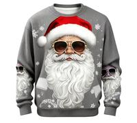 Generisch Sudadera festiva sin KnitPattern - Jersey de Papá Noel para comodidad invernal, gris, XXL