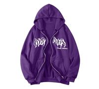Generisch Sudadera Hip Hop Sudadera Estampado Chaqueta con Capucha Calle Moda Unisex Cordón Sudadera con 90 E Girl Top Anime Style, morado, L