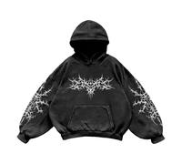 Generisch Sudadera hombre mujer estampado casual sudadera con capucha estilo universitario gótico manga larga sudadera holgada gran calle retro pareja sudadera Halloween atuendo moda cómodo suéter