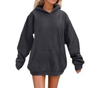 Generisch Sudadera informal con capucha de pana para mujer, para uso diario, excursiones y campus, cómodo vestido de otoño e invierno para mujer, gris, 3XL