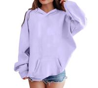 Generisch Sudadera informal con capucha para niña, manga larga, sin ajuste holgado, adecuada para el día a día, niños y invierno, Color lila claro., 4-5 años