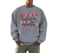 Generisch Sudadera informal con cuello redondo y estampado de letras para el día de San Valentín para hombre y mujer, Gris claro., XL