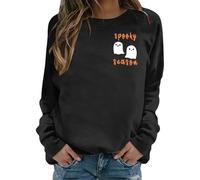 Generisch Sudadera informal de manga larga con cuello redondo para mujer, ajuste holgado, estampado de Halloween, tops de otoño e invierno, cómodo de llevar para hombres, suéter moderno, Negro , L