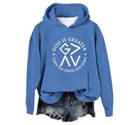 Generisch Sudadera inspiradora para mujer con estampado de God is Greater Than The Highs and Lows de manga larga para mayor comodidad, azul celeste, M