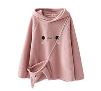 Generisch Sudadera Lady Crossbody Bolsillo con Capucha Mujeres Macetas Bordado Blusa Mujer Blusa Blanca Mujer Sexy, Rosa., L